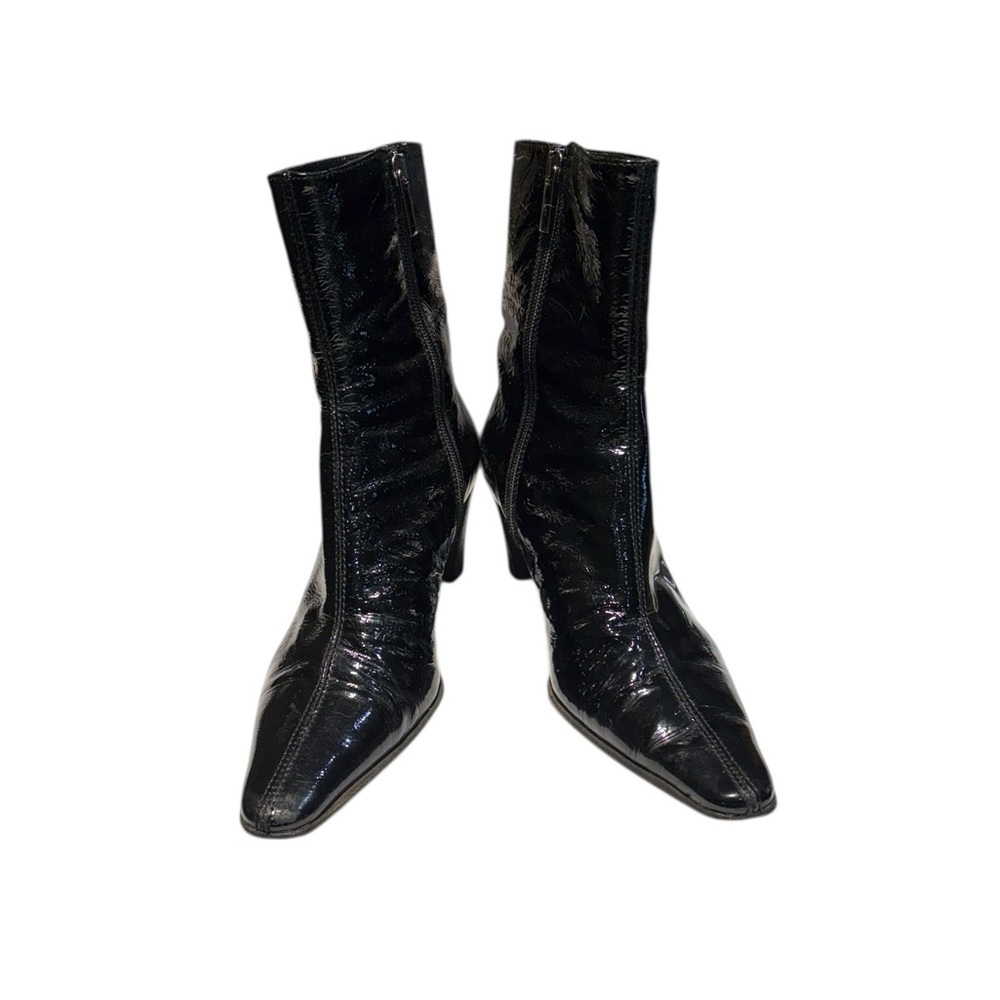 Aquatalia Patent Leather Black Heeled Boots Size 7